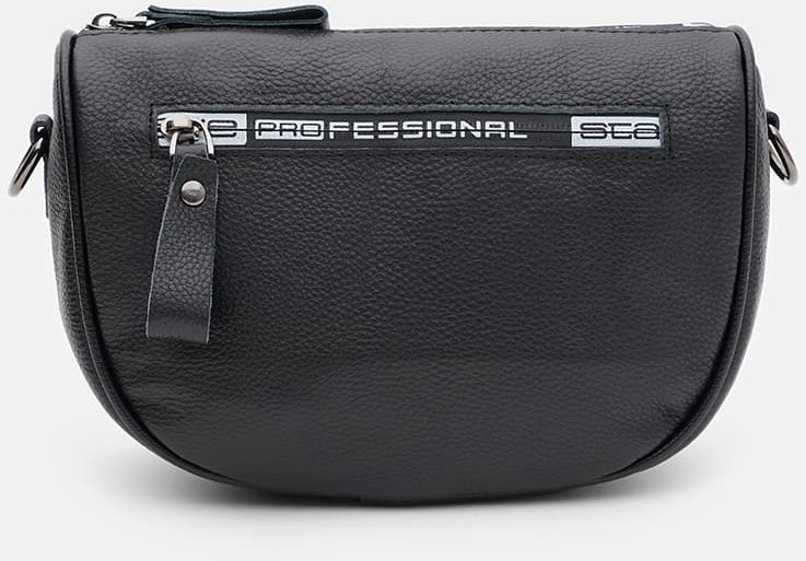 Плечевая женская кожаная сумка черного цвета Borsa Leather (59124)