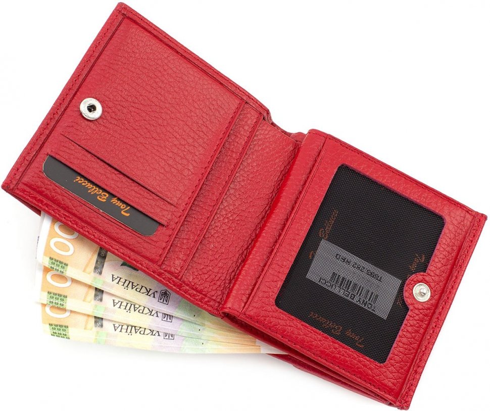 Красный кошелек среднего размера из натуральной кожи Tony Bellucci (12436)