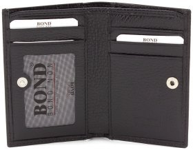 Кожаная визитница черного цвета с фиксацией на кнопку Bond Non (10893)