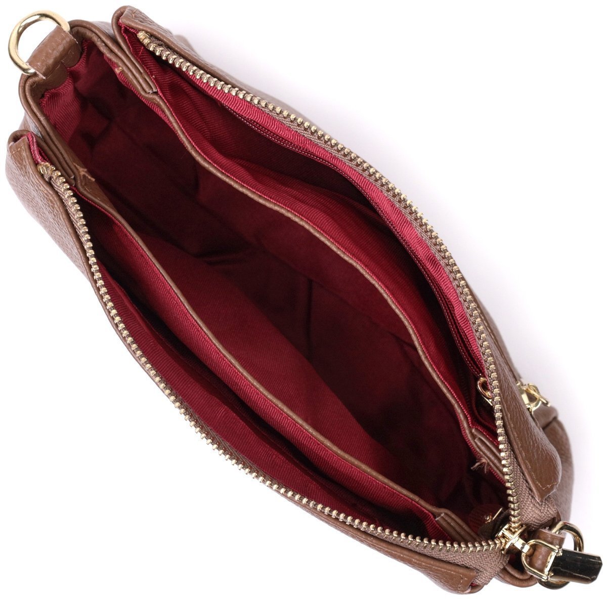 Горизонтальная женская кожаная сумка через плече в коричневом цвете Vintage 2422288