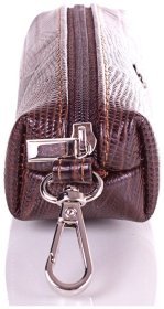 Коричневая ключница из натуральной кожи под рептилию Desisan 80525