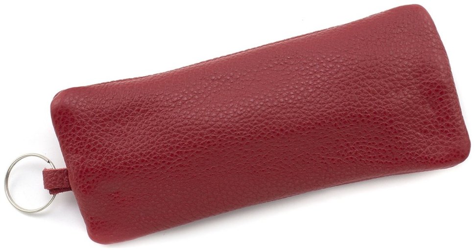Недорогая женская ключница из фактурной кожи красного цвета на молнии ST Leather 70825