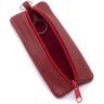 Недорогая женская ключница из фактурной кожи красного цвета на молнии ST Leather 70825 - 2