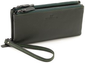 Женский кожаный кошелек-мини клатч зеленого цвета ST Leather 90825