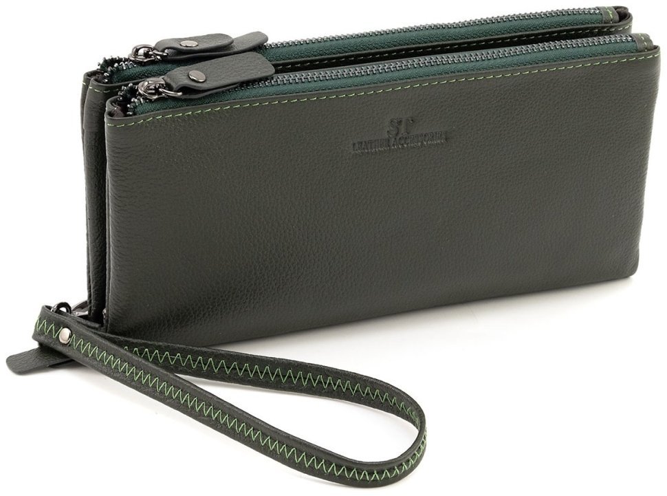 Женский кожаный кошелек-мини клатч зеленого цвета ST Leather 90825 modnotak фото №1