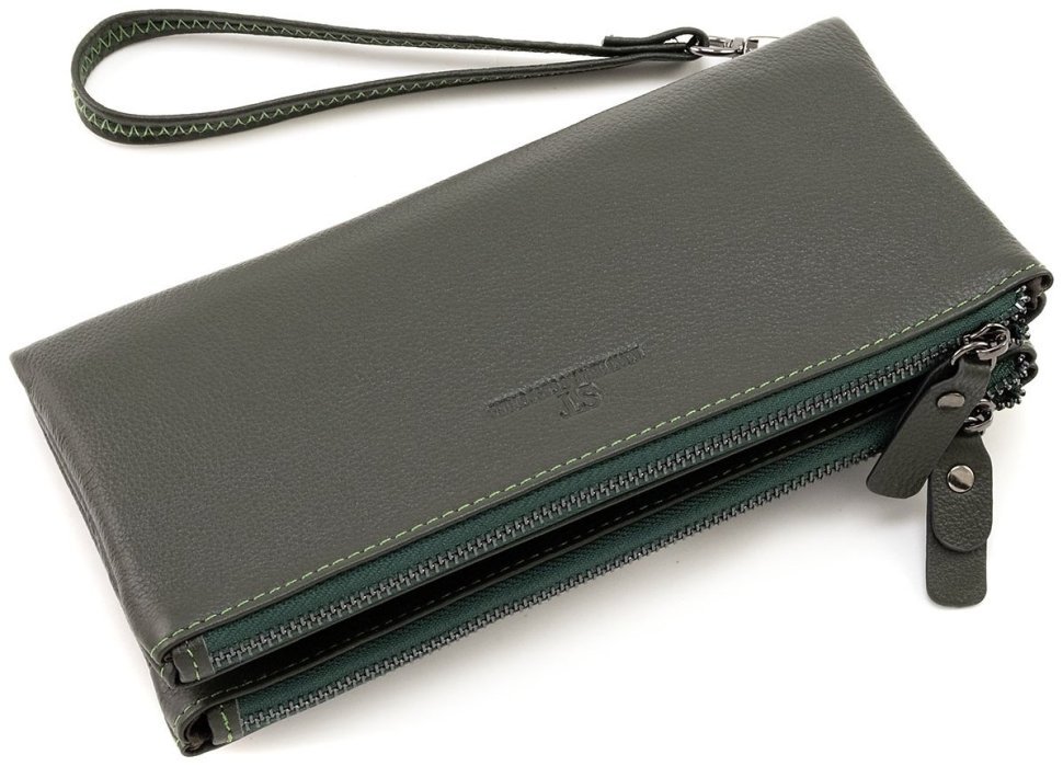 Женский кожаный кошелек-мини клатч зеленого цвета ST Leather 90825 modnotak фото №3