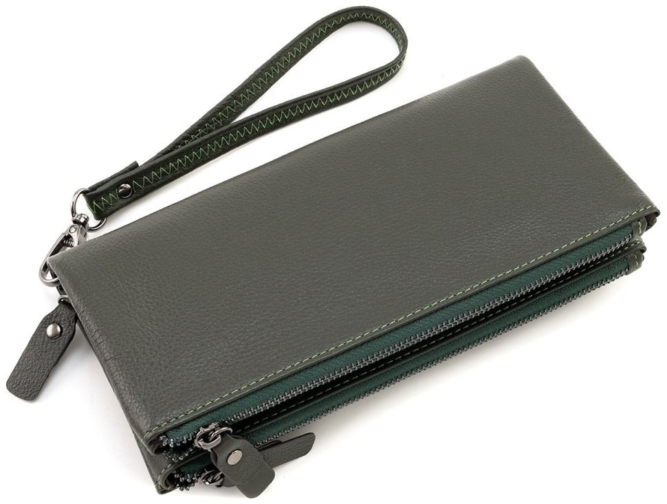 Женский кожаный кошелек-мини клатч зеленого цвета ST Leather 90825 modnotak фото №4