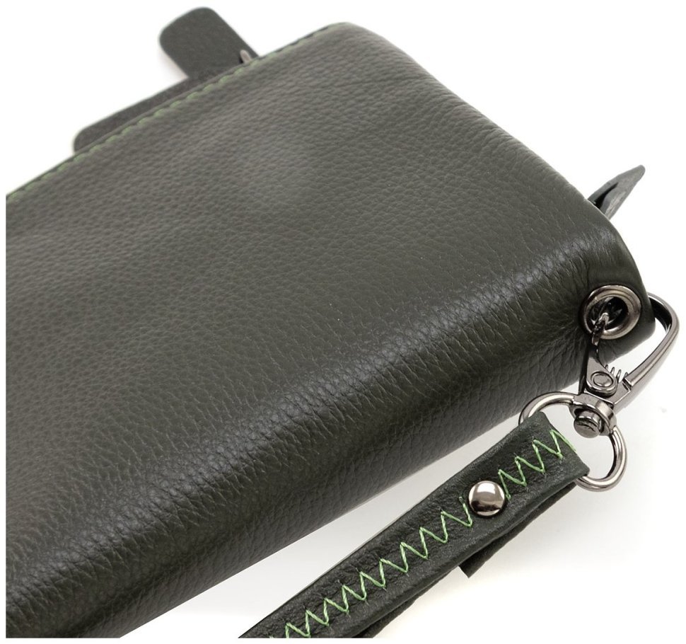 Женский кожаный кошелек-мини клатч зеленого цвета ST Leather 90825 modnotak фото №8