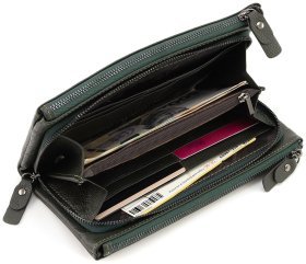 Женский кожаный кошелек-мини клатч зеленого цвета ST Leather 90825