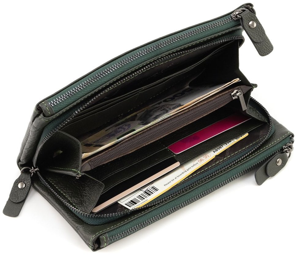 Женский кожаный кошелек-мини клатч зеленого цвета ST Leather 90825 modnotak фото №2