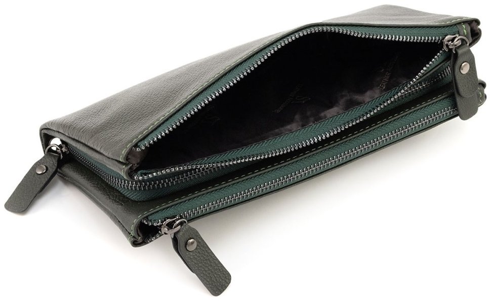 Женский кожаный кошелек-мини клатч зеленого цвета ST Leather 90825 modnotak фото №7
