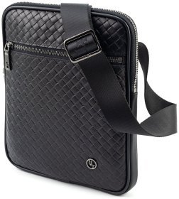 Стильна чоловіча сумка планшет із натуральної шкіри з тисненням плетіння HT Leather 111025