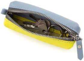 Желто-голубая ключница из натуральной кожи с надписью З Україною в серці - Grande Pelle (13141)