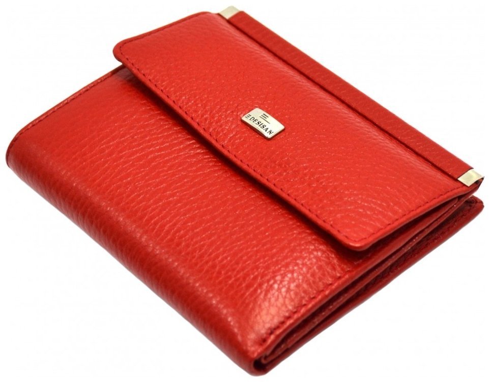 Красный женский кошелек двойного сложения из натуральной кожи Desisan 81425 modnotak фото №2