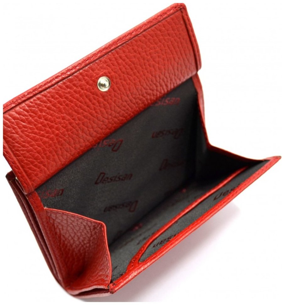 Красный женский кошелек двойного сложения из натуральной кожи Desisan 81425 modnotak фото №4
