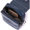 Мужская маленькая сумка на плечо из натуральной фактурной кожи синего цвета Vintage (20694) - 3