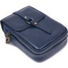 Мужская маленькая сумка на плечо из натуральной фактурной кожи синего цвета Vintage (20694) - 4