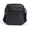 Маленька чорна сумка-планшет з фактурної шкіри на дві блискавки VINTAGE STYLE (14609) - 2