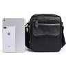 Маленька чорна сумка-планшет з фактурної шкіри на дві блискавки VINTAGE STYLE (14609) - 3