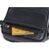 Маленька чорна сумка-планшет з фактурної шкіри на дві блискавки VINTAGE STYLE (14609) - 4