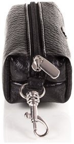 Кожаная ключница черного цвета на молниевой застежке Desisan 81825