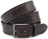 Итальянский ремень из натуральной кожи с заклепками Gherardini 40785 Коричневый