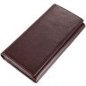 Чоловік довгий гаманець з натуральної шкіри коричневого кольору на кнопці Vintage (14537) - 1