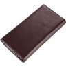 Чоловік довгий гаманець з натуральної шкіри коричневого кольору на кнопці Vintage (14537) - 2