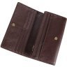 Чоловік довгий гаманець з натуральної шкіри коричневого кольору на кнопці Vintage (14537) - 5
