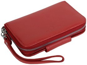 Шкіряний клатч на блискавці з блоком для карток Vip Collection 102525 (червоний)