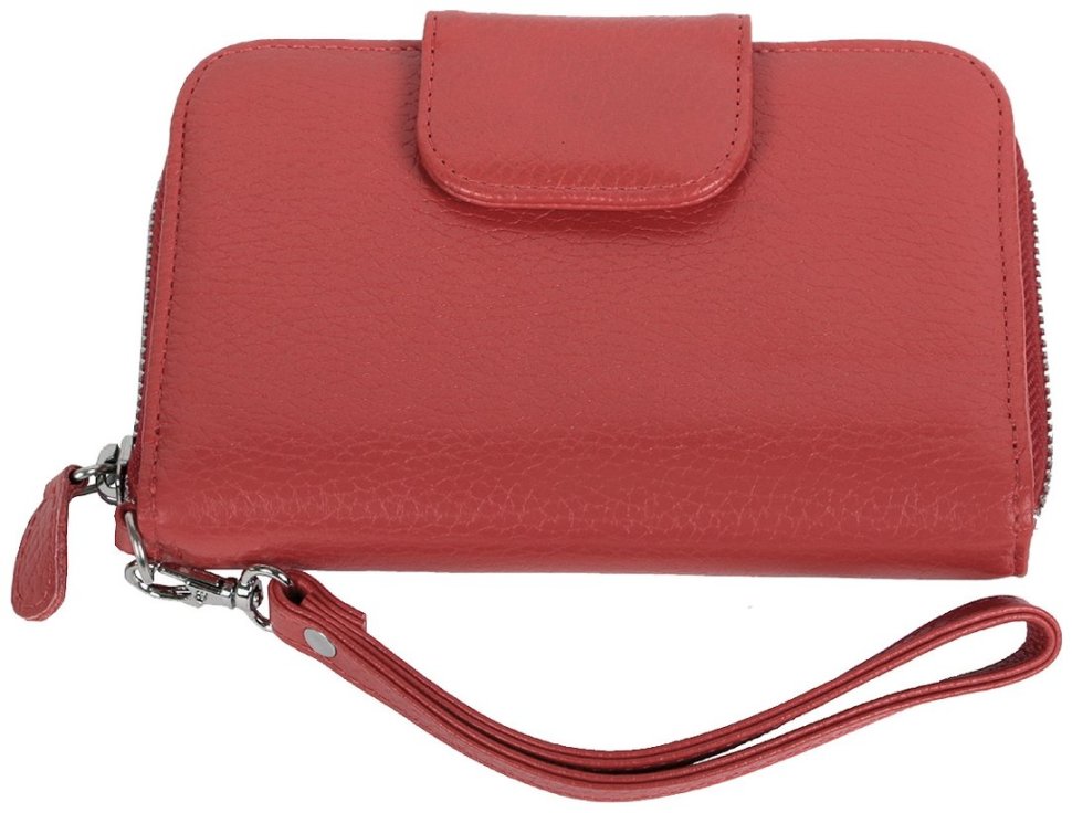 Шкіряний клатч на блискавці з блоком для карток Vip Collection 102525 (червоний) modnotak фото №2
