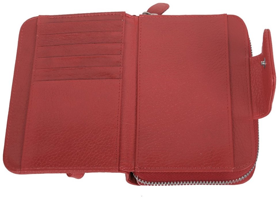 Шкіряний клатч на блискавці з блоком для карток Vip Collection 102525 (червоний) modnotak фото №3