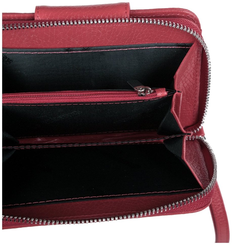 Шкіряний клатч на блискавці з блоком для карток Vip Collection 102525 (червоний) modnotak фото №4