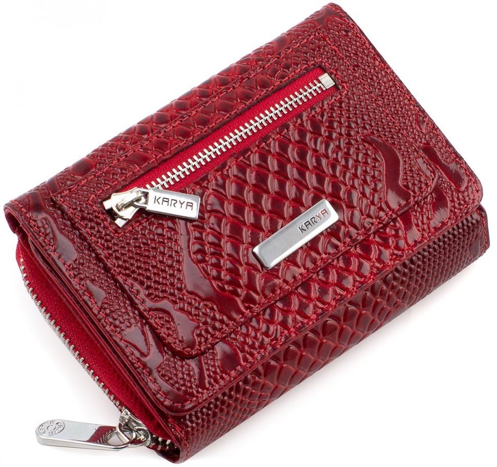 Практичний гаманець червоного кольору з фіксацією на магніт KARYA (1157-019)