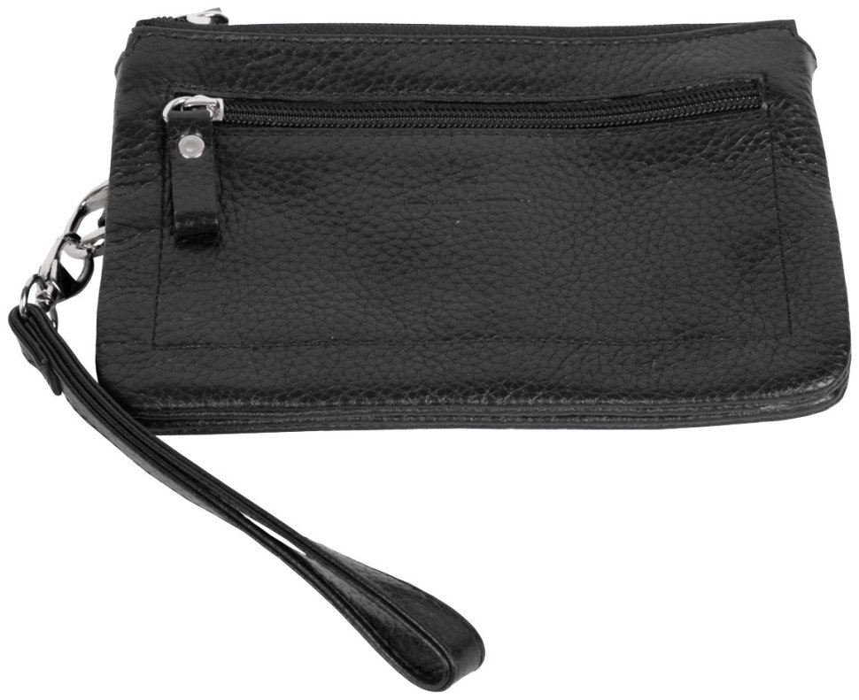 Барсетка з кистьовим ремінцем на блискавці у шкірі флотар Vip Collection 102625 (чорна) фото №2 Барсетка з кистьовим ремінцем на блискавці у шкірі флотар Vip Collection 102625 (чорна) modnotak фото №2