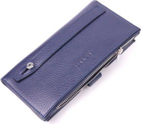Синій чоловічий вертикальний гаманець із натуральної шкіри флотар KARYA (2421423)