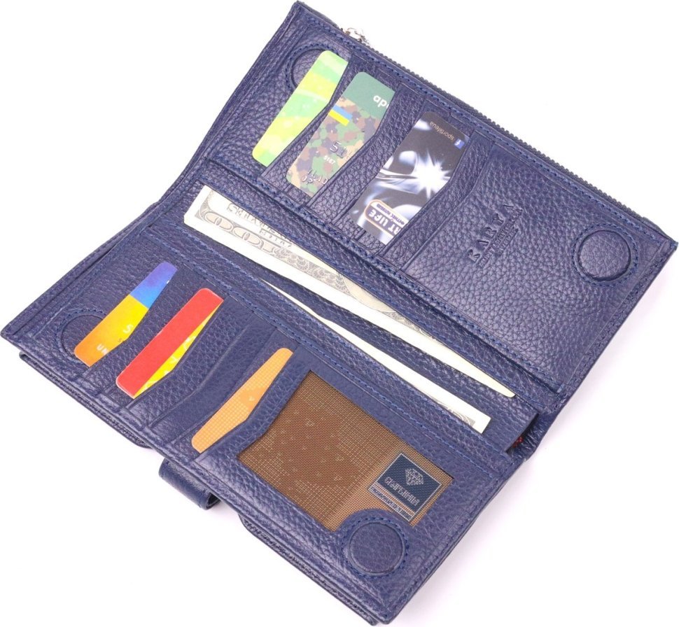 Синий мужской вертикальный бумажник из натуральной кожи флотар KARYA (2421423)