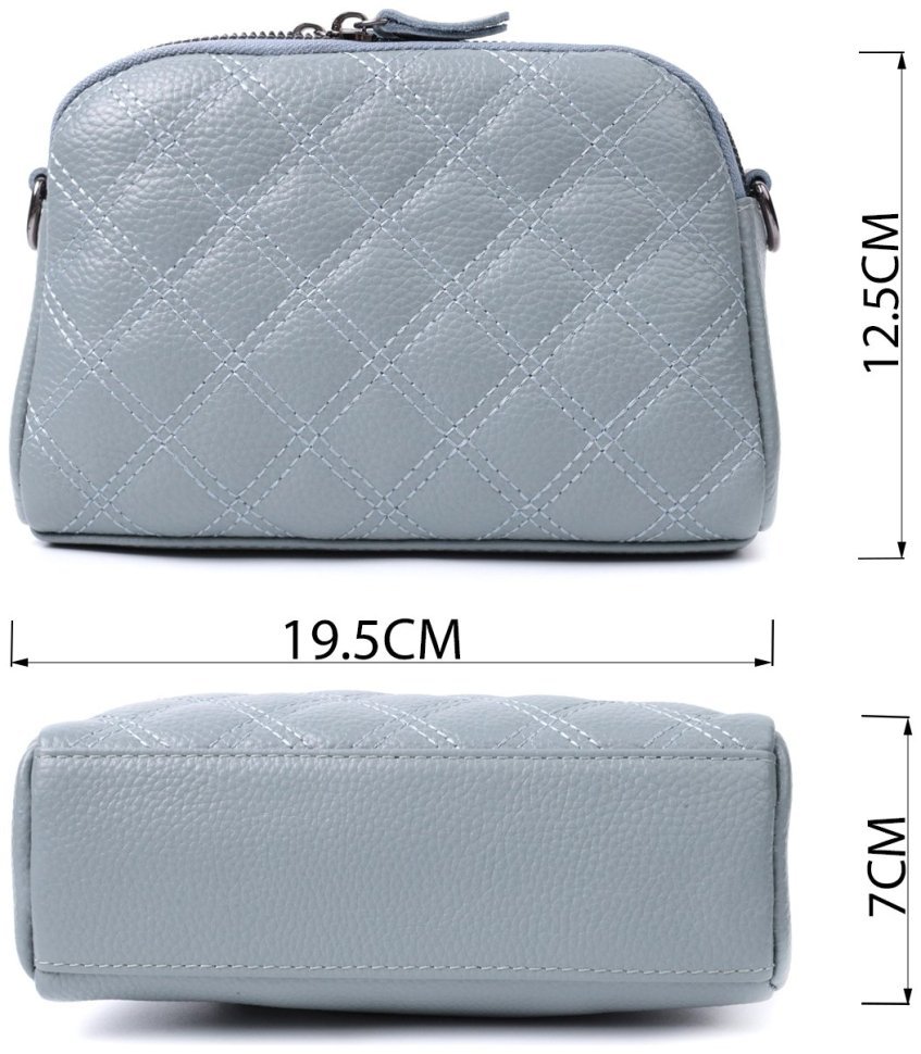 Женская сумка с ромбовидным узором из кожи Vintage 22808 Синий modnotak фото №3