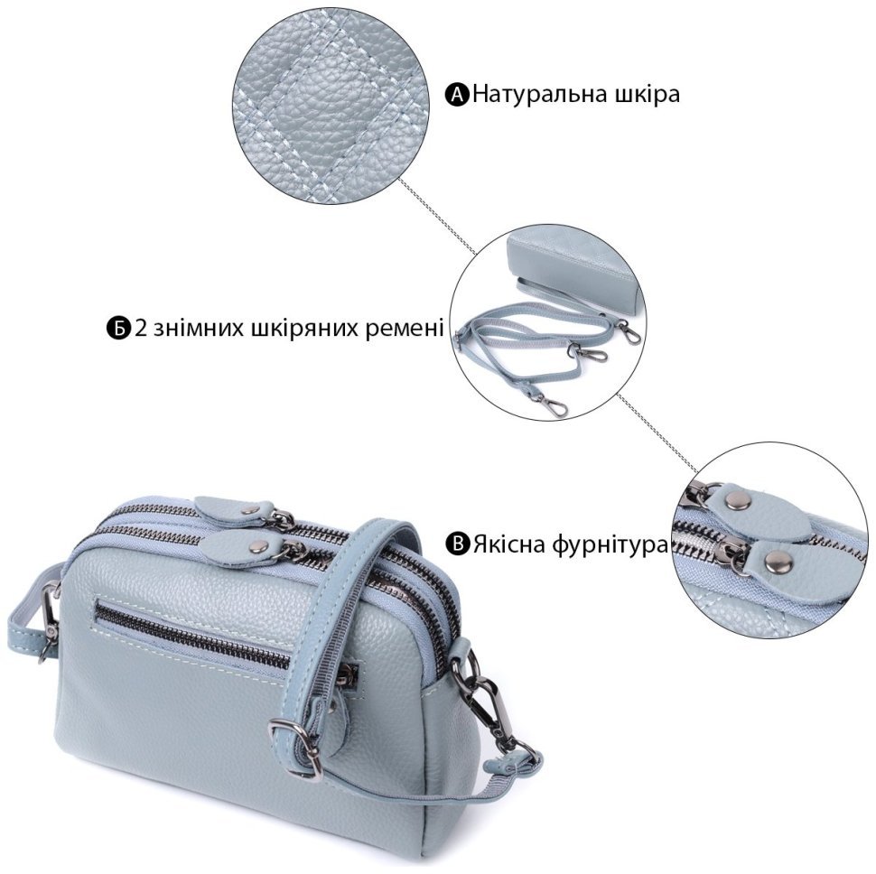 Женская сумка с ромбовидным узором из кожи Vintage 22808 Синий modnotak фото №4