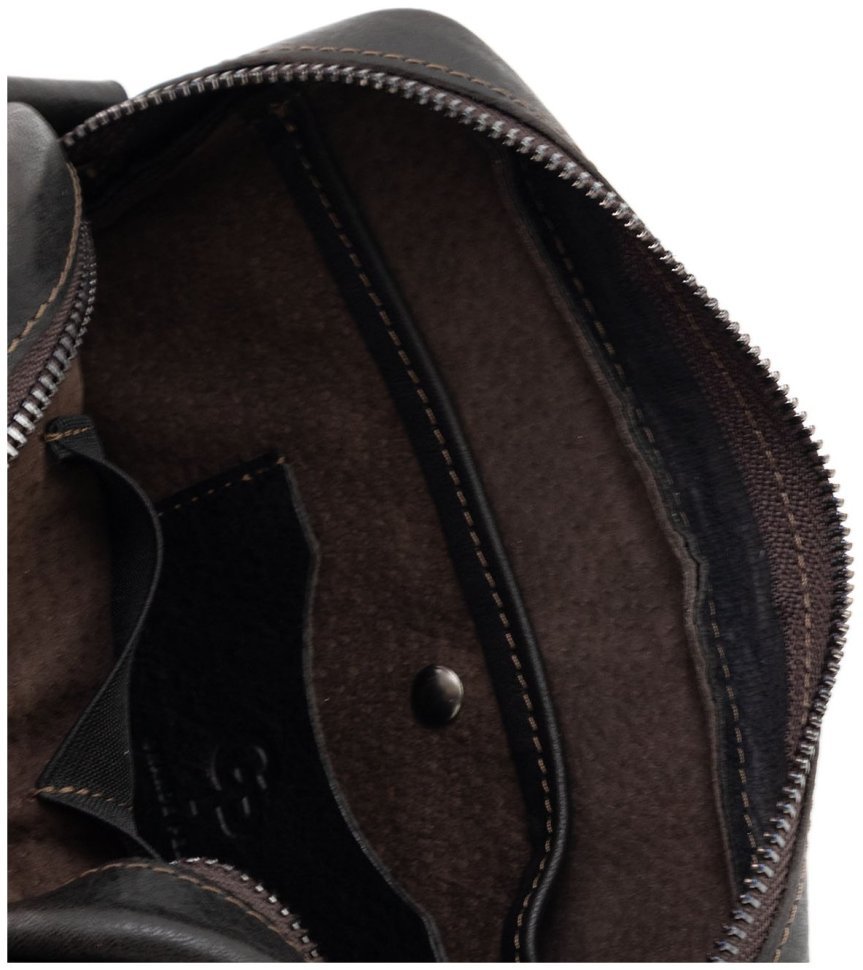 Кожаная мужская сумка кросс-боди горизонтальная Grande Pelle 102725 коричневая modnotak фото №7