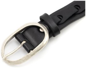 Ремінь жіночий плетений з італійської шкіри Gherardini 30126 чорний