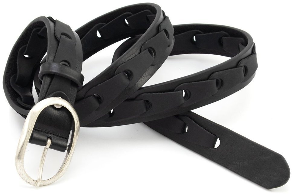 Ремень женский плетенный из итальянской кожи Gherardini 30126 черный фото №3 Ремень женский плетенный из итальянской кожи Gherardini 30126 черный modnotak фото №3