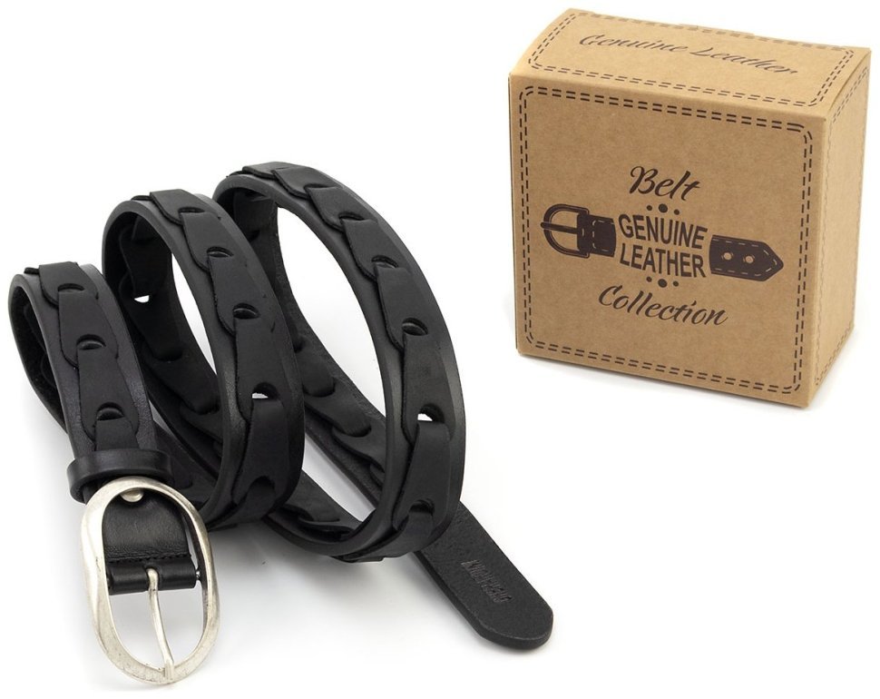 Ремень женский плетенный из итальянской кожи Gherardini 30126 черный фото №5 Ремень женский плетенный из итальянской кожи Gherardini 30126 черный modnotak фото №5