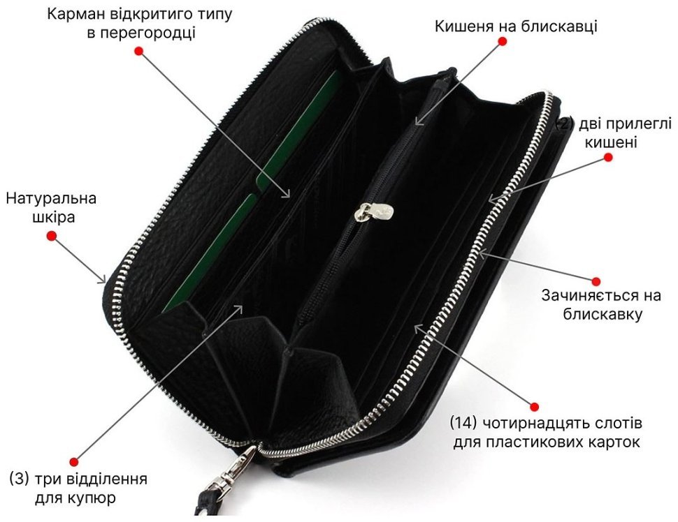 Кожаный мужской кошелек-клатч на молнии с блоком под карточки Marco Coverna (18123) modnotak фото №4