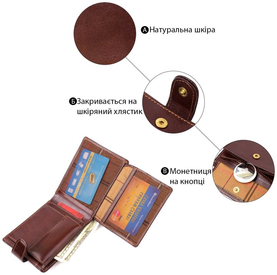 Коричневое мужское портмоне из гладкой натуральной итальянской кожи Tony Perotti 103325 modnotak фото №4