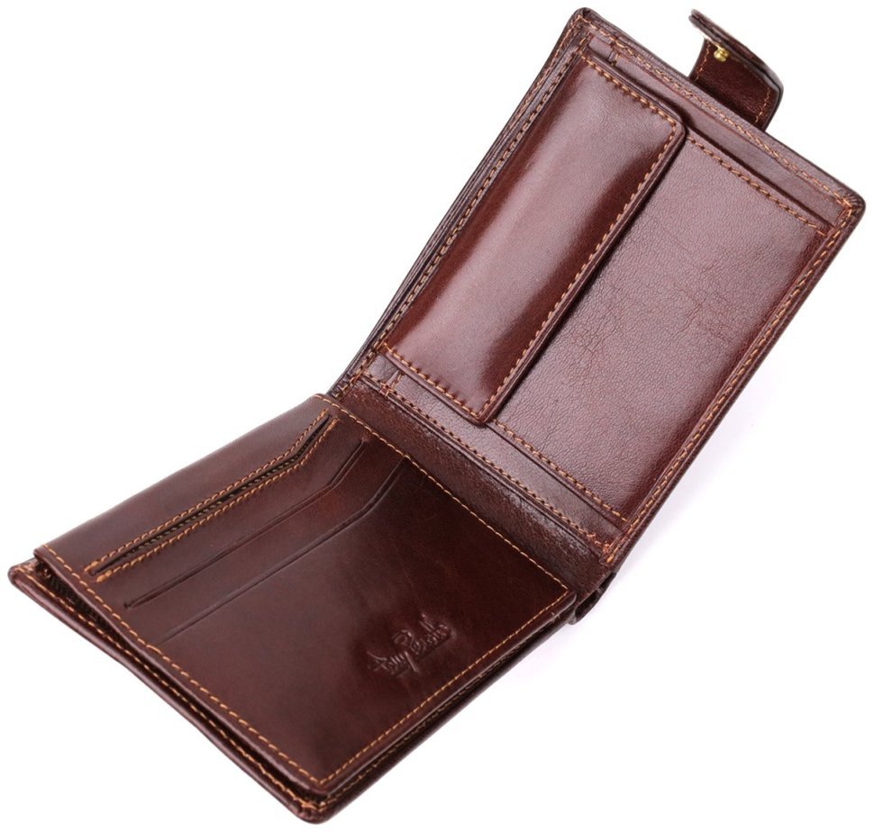 Коричневое мужское портмоне из гладкой натуральной итальянской кожи Tony Perotti 103325 modnotak фото №7