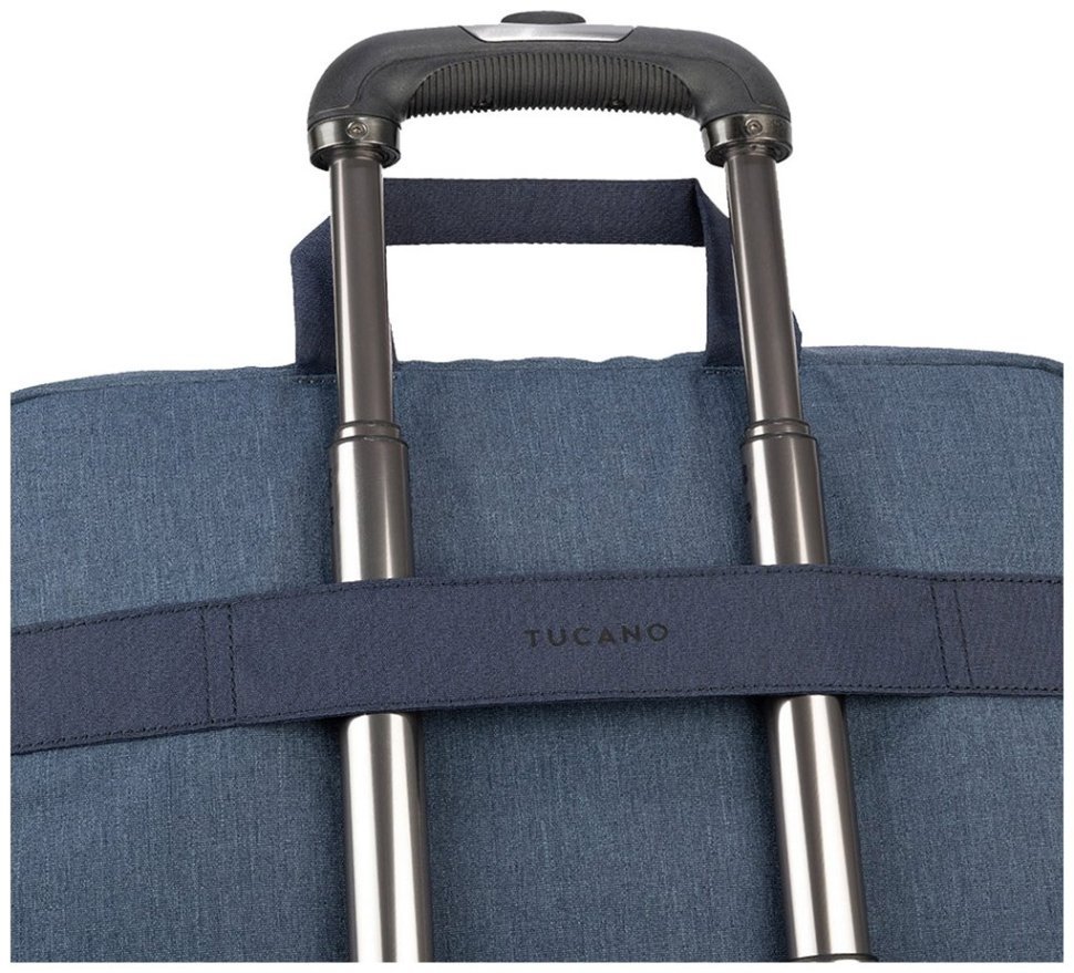 Стильная повседневная сумка для ноутбука до 14" с креплением на чемодан Tucano Hop синего цвета 103525 modnotak фото №2