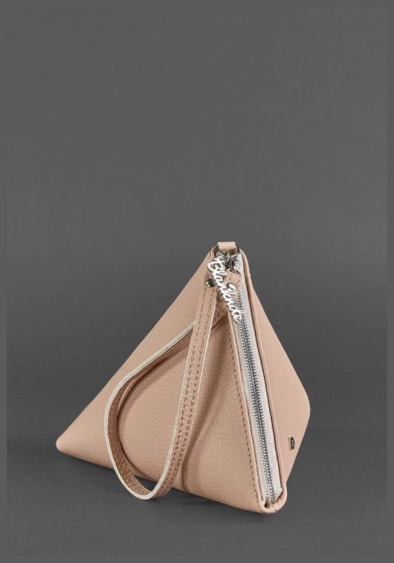 Светло-бежевая сумка-косметичка из натуральной кожи флотар BlankNote Пирамида (12719)