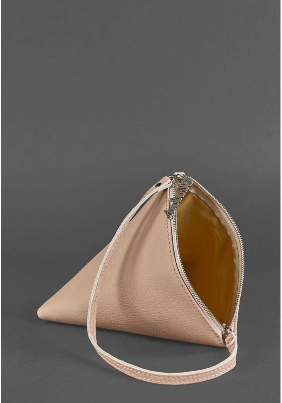 Світло-бежева сумка-косметичка з натуральної шкіри флотар BlankNote Піраміда (12719)