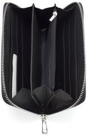 Шкіряний жіночий гаманець чорного кольору на одну блискавку ST Leather 73825